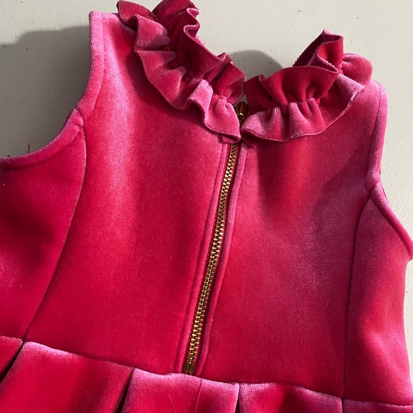 Hot pink velvet baby holiday dress. Size 18 month. - Picture 3 of 4